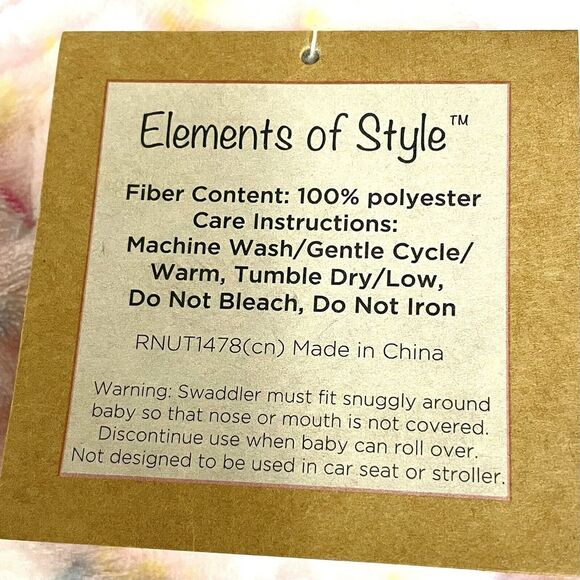 ELEMENTS OF SYLE Swaddling Blanket Pink Plush Unicorn Pattern Infant 0-3 Mo. NEW - Picture 6 of 6
